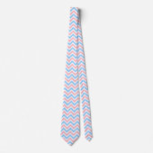 Roze, Sky Blue, White Large Chevron ZigZag Pattern Stropdas (Voorkant)