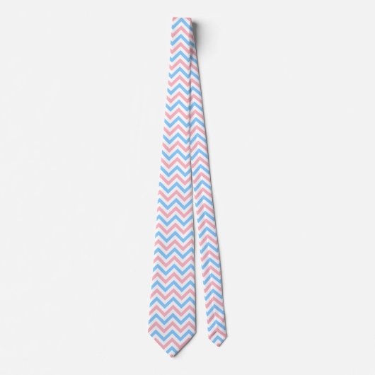Roze, Sky Blue, White Large Chevron ZigZag Pattern Stropdas (Voorkant)