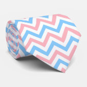 Roze, Sky Blue, White Large Chevron ZigZag Pattern Stropdas (Opgerold)