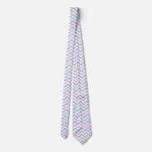 Roze, Sky Blue, White Large Chevron ZigZag Pattern Stropdas (Achterkant)