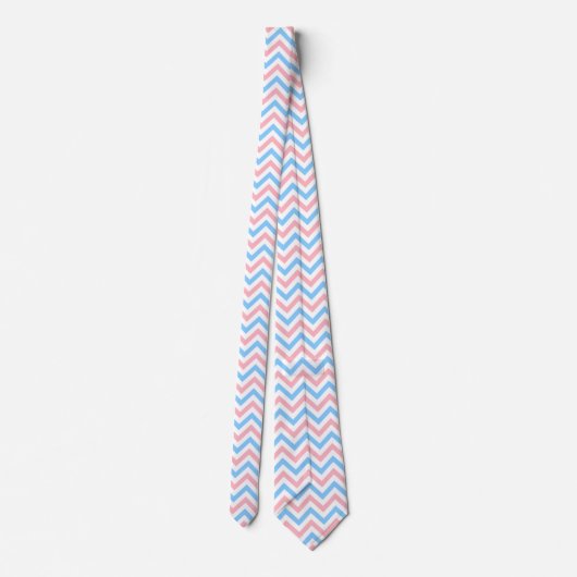 Roze, Sky Blue, White Large Chevron ZigZag Pattern Stropdas (Achterkant)