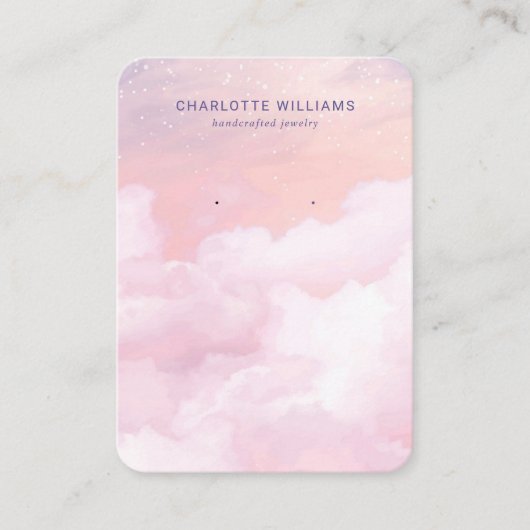 Roze Sky Cloud Custom Sieraden Display Kaart Visitekaartje (Voorkant)