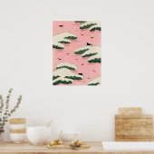 Roze Sky Clouds Japans Woodblock Art Print (Keuken)