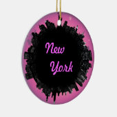 Roze skyline van New York Keramisch Ornament (Rechts)