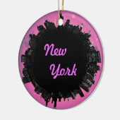 Roze skyline van New York Keramisch Ornament (Links)