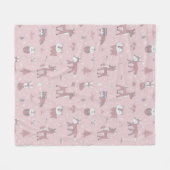 Roze Slaap Kleine Bosdiertjes Fleece Deken (Voorkant (Horizontaal))