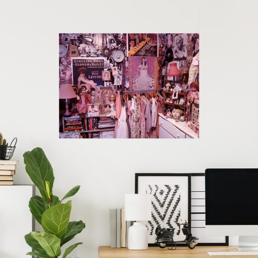 Roze Slaapkamer Clutter Poster (Thuiskantoor)