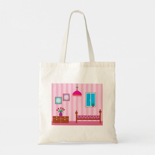 Roze slaapkamerCanvas tas (Achterkant)