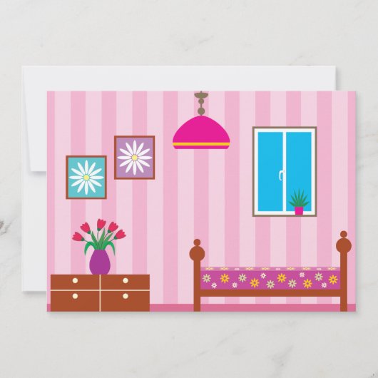 Roze slaapkameruitvindingen kaart (Voorkant)