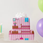 Roze slaapkamerwandelpapier cadeaupapier