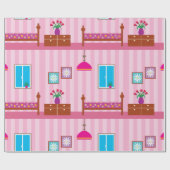 Roze slaapkamerwandelpapier cadeaupapier (Vlak)