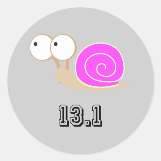 Roze slak 13.1 (halve marathon) ronde sticker (Voorkant)