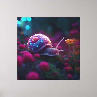 Roze slak, AI Art, Canvas Print