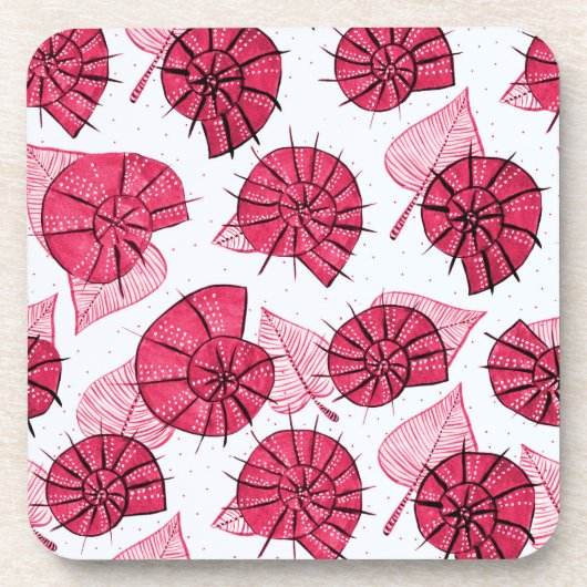 Roze slakken Pattern Girly Zoology Bier Onderzetter (Voorkant)
