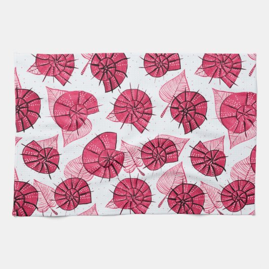 Roze slakken Pattern Girly Zoology Theedoek (Horizontaal)
