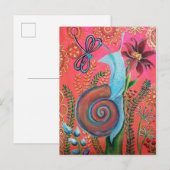 roze slakkenschilderij uitnodiging briefkaart (Voorkant / Achterkant)