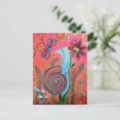 roze slakkenschilderij uitnodiging briefkaart (Staand voorkant)