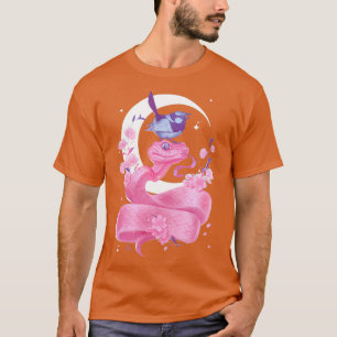 Roze slang en vogel t-shirt