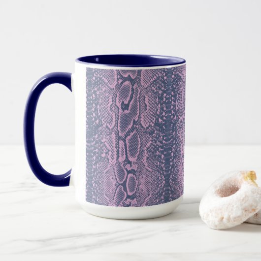 Roze Slangenhuid Dierenprint Mok (Met donut)