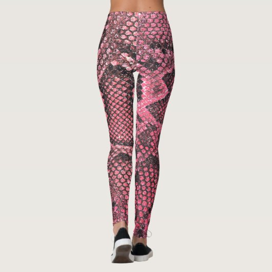 Roze slangenschaal patroon leggings (Achterkant)