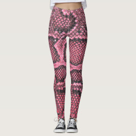 Roze slangenschaal patroon leggings