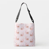 Roze Slapen Baby Beer op Moon Clouds & Stars Crossbody Tas (Achterkant)