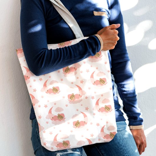 Roze Slapen Baby Beer op Moon Clouds & Stars Crossbody Tas