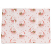 Roze Slapen Baby Beer op Moon Clouds & Stars Groot Cadeauzakje (Voorkant)