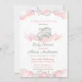 Roze slapende Baby olifant Baby shower Kaart (Voorkant)