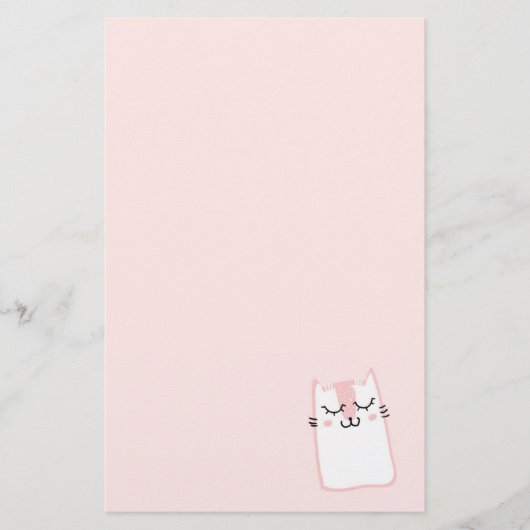 Roze Slapende Kitty Kat Briefpapier (Voorkant)