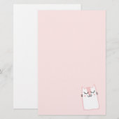 Roze Slapende Kitty Kat Briefpapier (Voorkant / Achterkant)