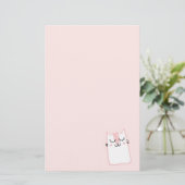 Roze Slapende Kitty Kat Briefpapier (Staand voorkant)