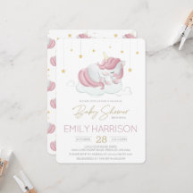 Roze slapende Unicorn Baby shower