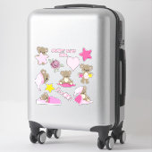 Roze Slaperige Teddy Bear Contour Sticker (Koffer)