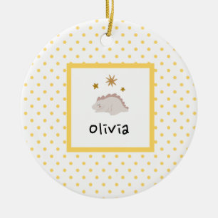 Roze slapy Baby Dino Gele poka dot Modern Keramisch Ornament