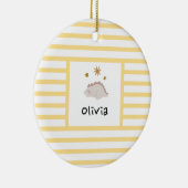 Roze slapy Baby Dino | Gele Stripe Modern Keramisch Ornament (Rechts)