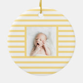 Roze slapy Baby Dino | Gele Stripe Modern Keramisch Ornament (Achterkant)