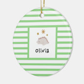 Roze slapy Baby Dino | Green Stripe Modern Keramisch Ornament (Links)