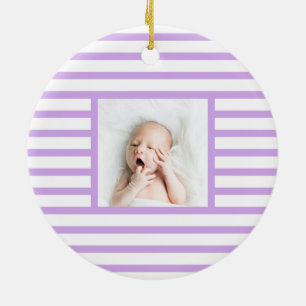 Roze slapy Baby Dino   Paarse Stripe Modern Keramisch Ornament