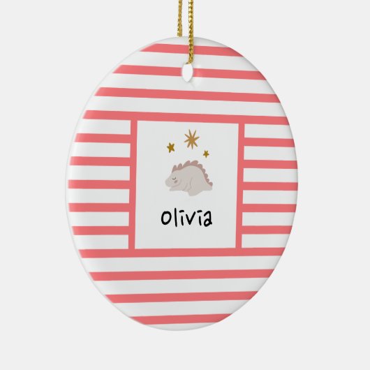 Roze slapy Baby Dino | Roze band Modern Keramisch Ornament (Rechts)