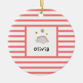 Roze slapy Baby Dino | Roze band Modern Keramisch Ornament (Voorkant)