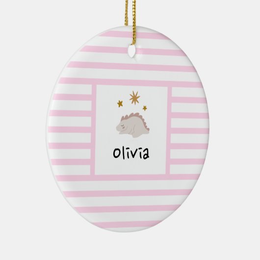 Roze slapy Baby Dino | Roze band Modern Keramisch Ornament (Rechts)