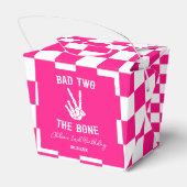 Roze Slechte Twee Het Bone Skelet 2e Verjaardagsfe Bedankdoosjes (Achterkant)