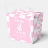 Roze Slechte Twee Het Bone Skelet 2e Verjaardagsfe Bedankdoosjes (Achterkant)