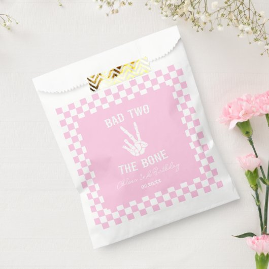 Roze Slechte Twee Het Bone Skelet 2e Verjaardagsfe Bedankzakje (Gezegeld)