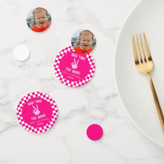 Roze Slechte Twee Het Bone Skelet 2e Verjaardagsfe Confetti (Groep)
