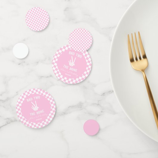 Roze Slechte Twee Het Bone Skelet 2e Verjaardagsfe Confetti (Groep)