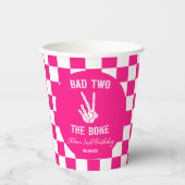 Roze Slechte Twee Het Bone Skelet 2e Verjaardagsfe Papieren Bekers (Voorkant)