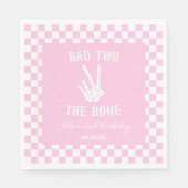 Roze Slechte Twee Het Bone Skelet 2e Verjaardagsfe Servet (Voorkant)
