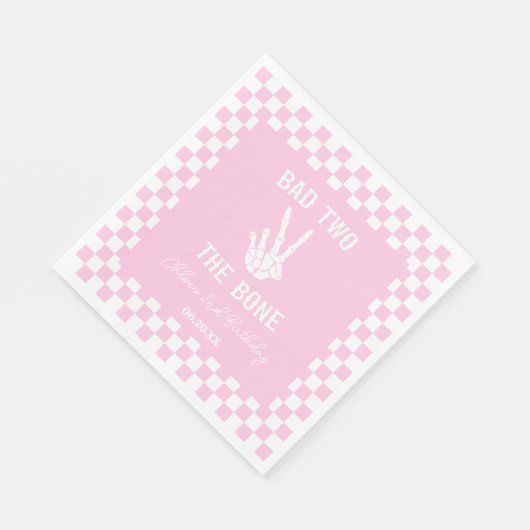 Roze Slechte Twee Het Bone Skelet 2e Verjaardagsfe Servet (Hoek)